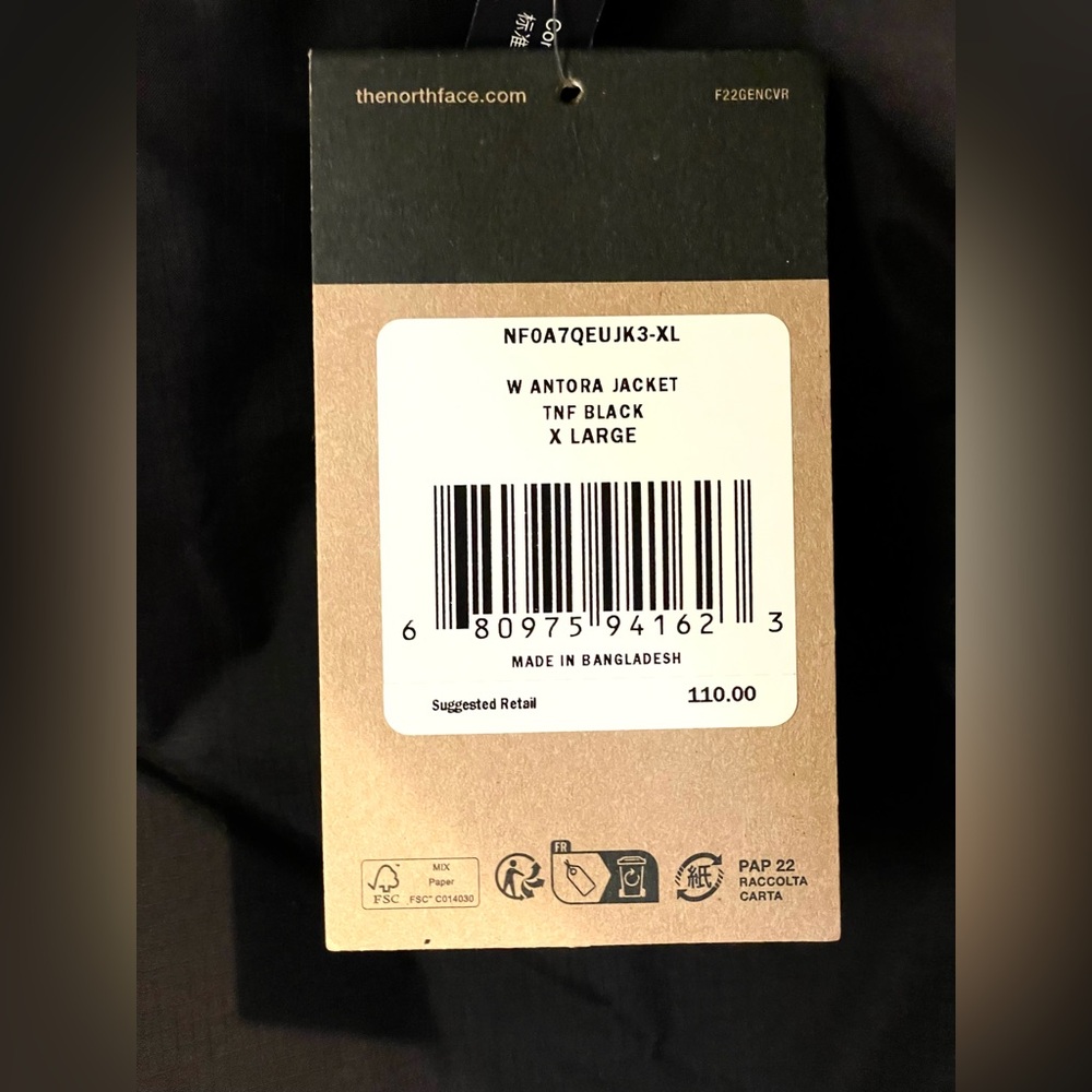BRAND NEW The North Face Black Antora Jacket Size XL Women’s - Picture 6 of 7